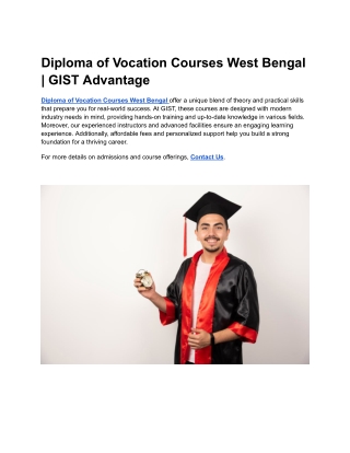 Diploma of Vocation Courses West Bengal _ GIST Advantage