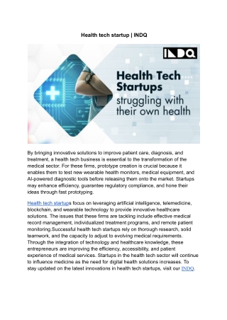 Health tech startup | INDQ