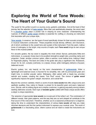 Exploring the World of Tone Woods_ The Heart of Your Guitar's Sound