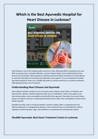 Best Ayurvedic Hospital for Heart Disease in Lucknow