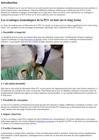 Les avantages économiques de la PLV en bois sur le long terme