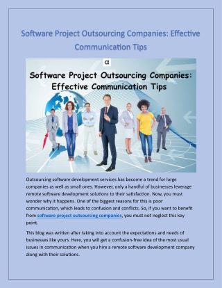 Software Project Outsourcing Companies Effective Communication Tips