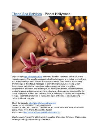 Thane Spa Services - Planet Hollywood