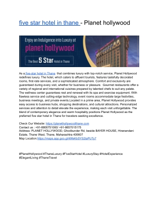 five star hotel in thane - Planet hollywood