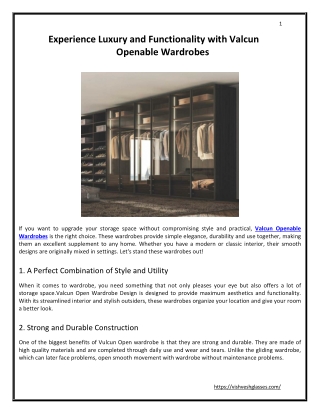 Experience Luxury and Functionality with Valcun Openable Wardrobes