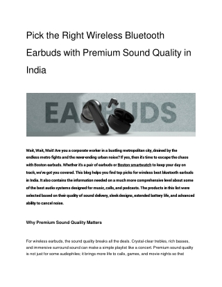 Pick the Right Wireless Bluetooth Earbuds with Premium Sound Quality in India (1)