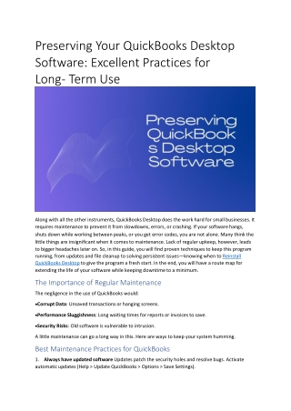 Preserving Your QuickBooks Desktop Software: Excellent Practices for Long-Term U