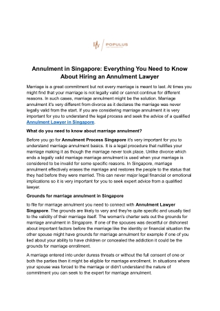 Experienced Annulment Lawyer in Singapore – Clear & Effective Legal Guidance