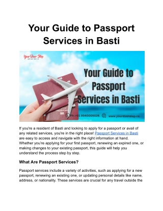 Your Guide to Passport Services in Basti