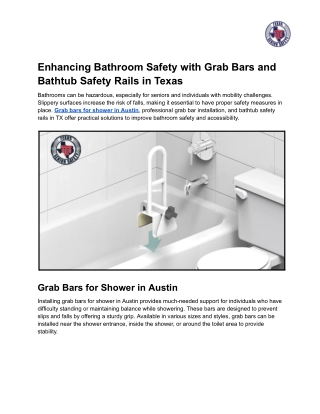 Enhancing Bathroom Safety with Grab Bars and Bathtub Safety Rails in Texas