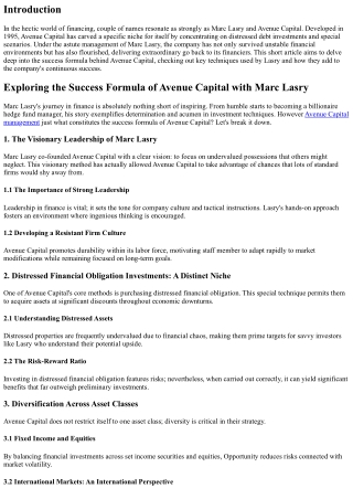 Checking Out the Success Formula of Avenue Capital with Marc Lasry