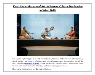 Kiran Nadar Museum of Art - A Premier Cultural Destination in Saket, Delhi
