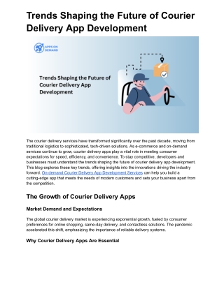 Trends Shaping the Future of Courier Delivery App Development