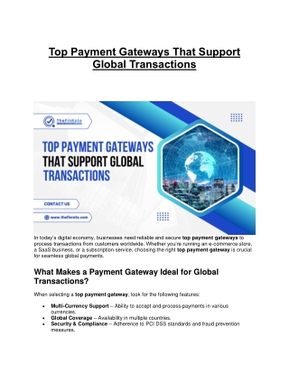 Top Payment Gateways That Support Global Transactions