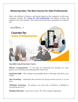 Mastering Sales The Best Courses for Sales Professionals