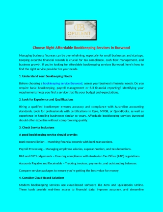 Choose Right Affordable Bookkeeping Services in Burwood