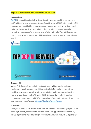 Best Google Cloud AI Training in India | Visualpath