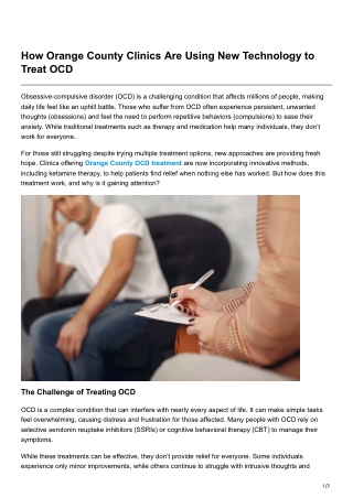How Orange County Clinics Are Using New Technology to Treat OCD