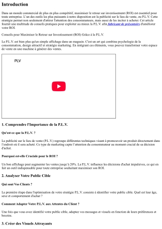 Conseils pour Maximiser le Retour sur Investissement (ROI) Grâce à la P.L.V.