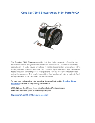 Cres Cor 769-5 Blower Assy, 115v  PartsFe CA
