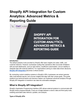 Shopify API Integration for Custom Analytics_ Advanced Metrics & Reporting Guide