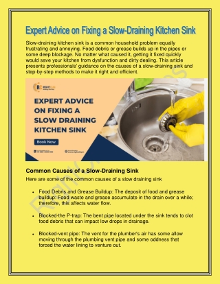 Expert Advice on Fixing a Slow-Draining Kitchen Sink