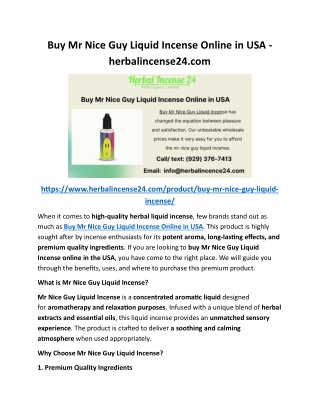 Buy Mr Nice Guy Liquid Incense Online in USA - herbalincense24