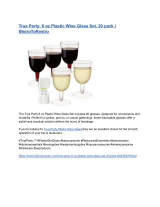 True Party_ 6 oz Plastic Wine Glass Set, 20 pack _ BistroToRestro