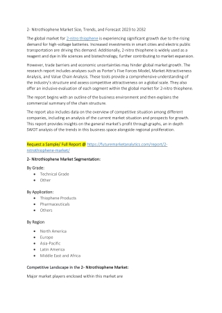2- Nitrothiophene Market Size, Trends, and Forecast 2023 to 2032