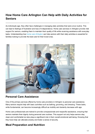 How Home Care Arlington Can Help with Daily Activities for Seniors