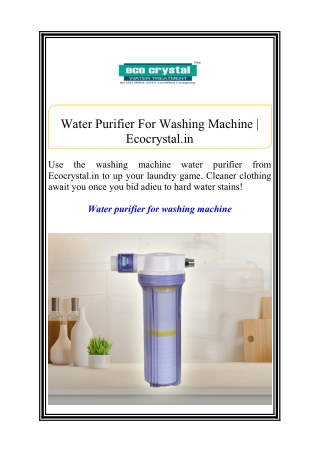Water Purifier For Washing Machine | Ecocrystal.in