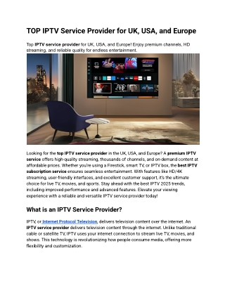 TOP IPTV Service Provider for UK, USA, and Europe