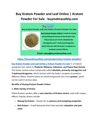 Buy Kratom Powder and Leaf Online  Kratom Powder For Sale - buymdmasafely