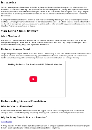 Marc Lasry on Building Strong Financial Structures for Success