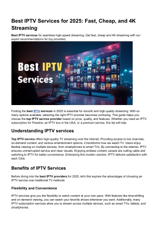 Best IPTV Services for 2025_ Fast, Cheap, and 4K Streaming