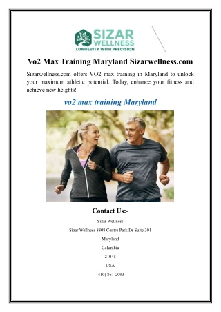 Vo2 Max Training Maryland  Sizarwellness