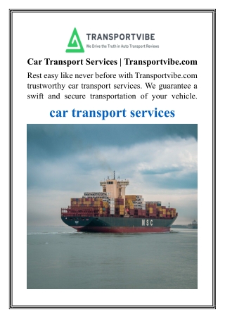 Car Transport Services  Transportvibe.com