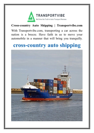 Cross-country Auto Shipping  Transportvibe.com