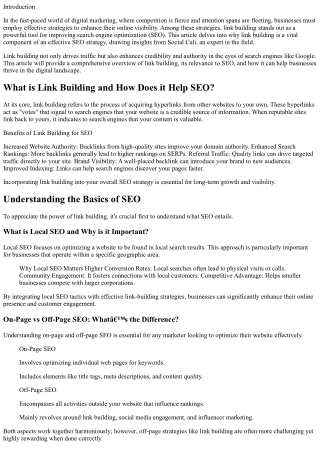 Why Link Building is a Powerful SEO Strategy: Insights from Social Cali