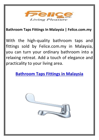 Bathroom Taps Fittings In Malaysia  Felice.com.my