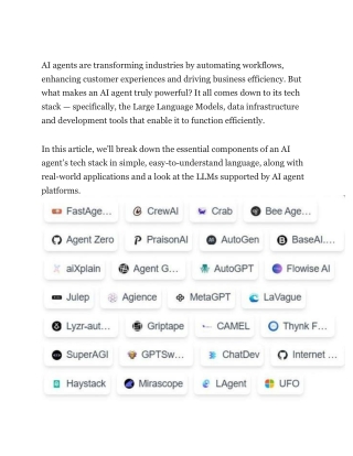 AI Agent Tech Stack! LLMs, Data & Development Tools