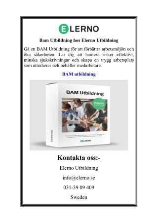 Bam Utbildning hos Elerno Utbildning
