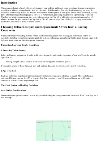 Choosing Between Repair and Replacement: Advice from a Roofing Contractor