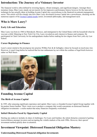 How Marc Lasry Constructed Avenue Capital into a Powerhouse