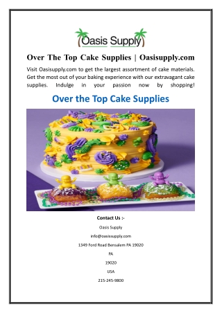 Over The Top Cake Supplies  Oasisupply.com