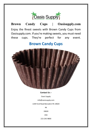 Brown Candy Cups  Oasisupply.com