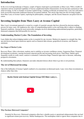 Investing Insights from Marc Lasry at Avenue Capital