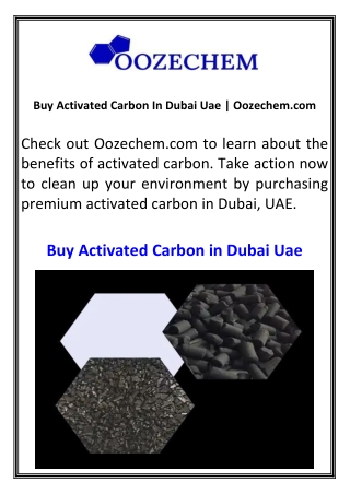 Buy Activated Carbon In Dubai Uae  Oozechem.com