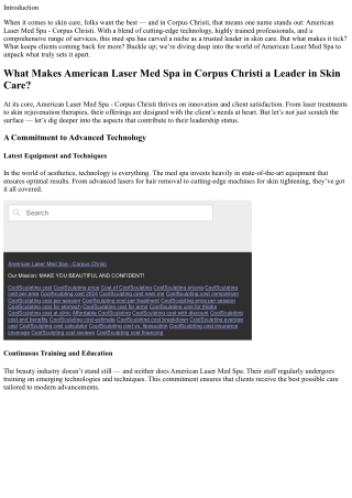What Makes American Laser Med Spa in Corpus Christi a Leader in Skin Care?