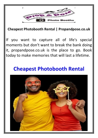 Cheapest Photobooth Rental  Propandpose.co.uk